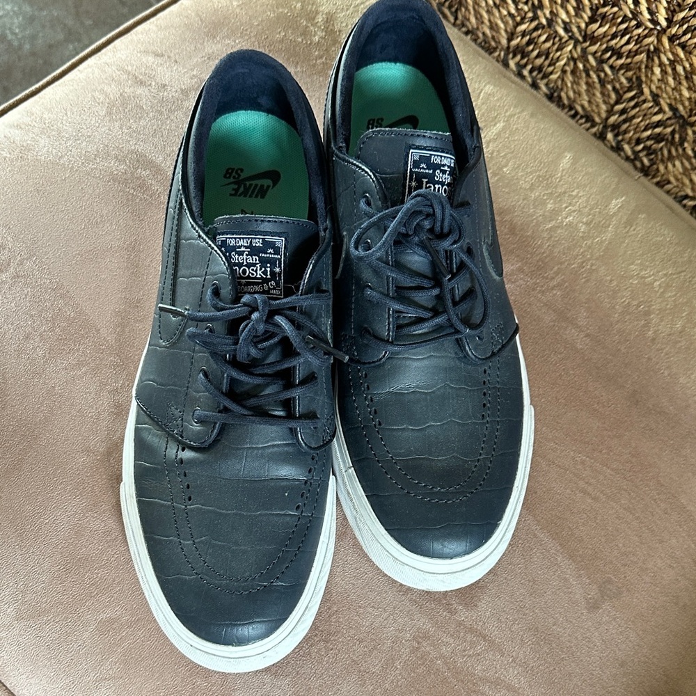 Nike SB Stefan Janoski Black Croc-Embossed Sneakers